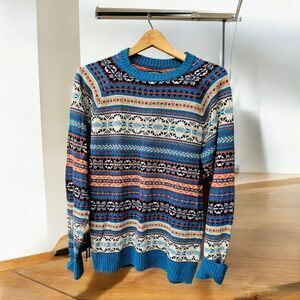 CPO Provisions Shipment Supply Lamb's Wool Sweater Men's Fair Isle Blue Medium